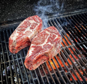 steak on grill