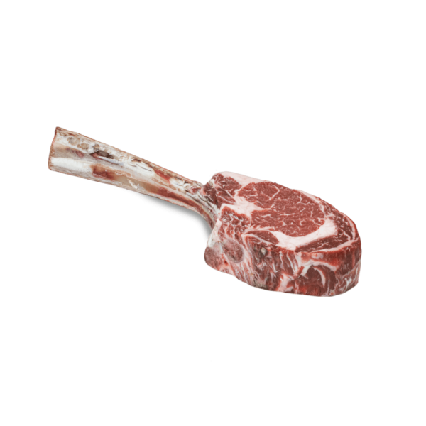 Dry Aged Tomahawk Steak with long section of rib bone attached